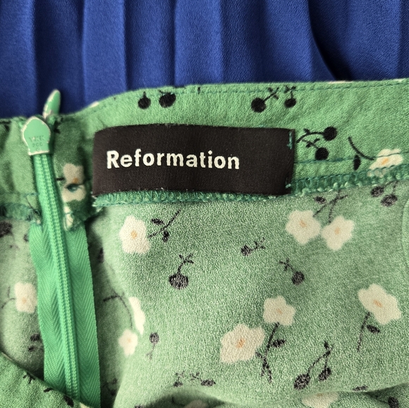 Reformation Green Floral Wide Leg Flowy Pants Size 12 - Picture 4 of 5